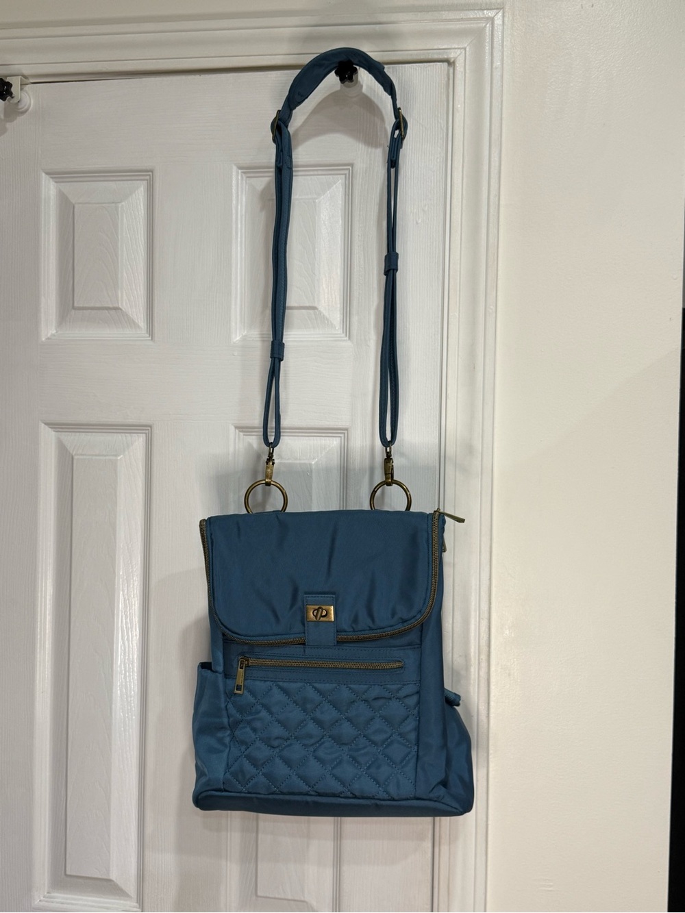 Travelon Anti-Theft Convertible Backpack Crossbody Bag – Teal Blue